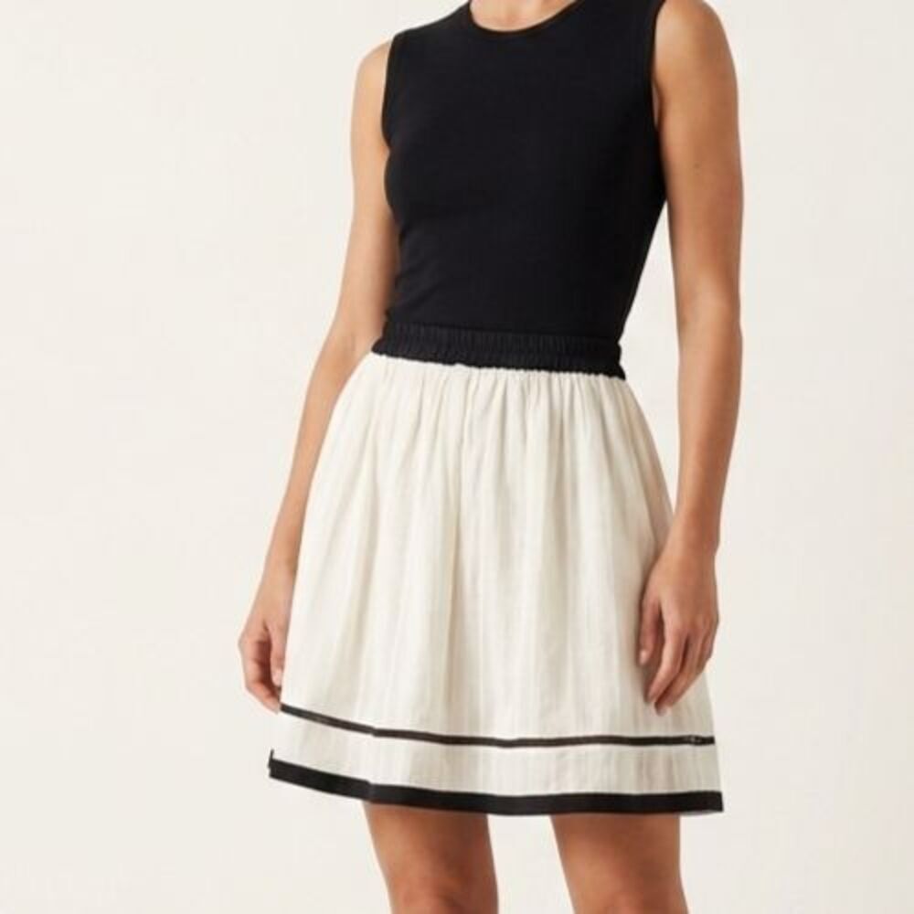 Free People Ivory High Waisted Mini Skirt Striped Pull-on Ladder Lace S 268723
